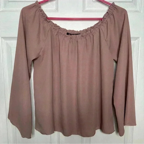 Revamped Tops - Revamped Off The Shoulder Top Pink / Mauve Size  Small